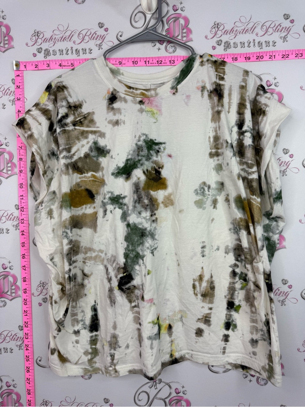 pistola Cream Tie-Dye Tank with Olive and Brown Accents